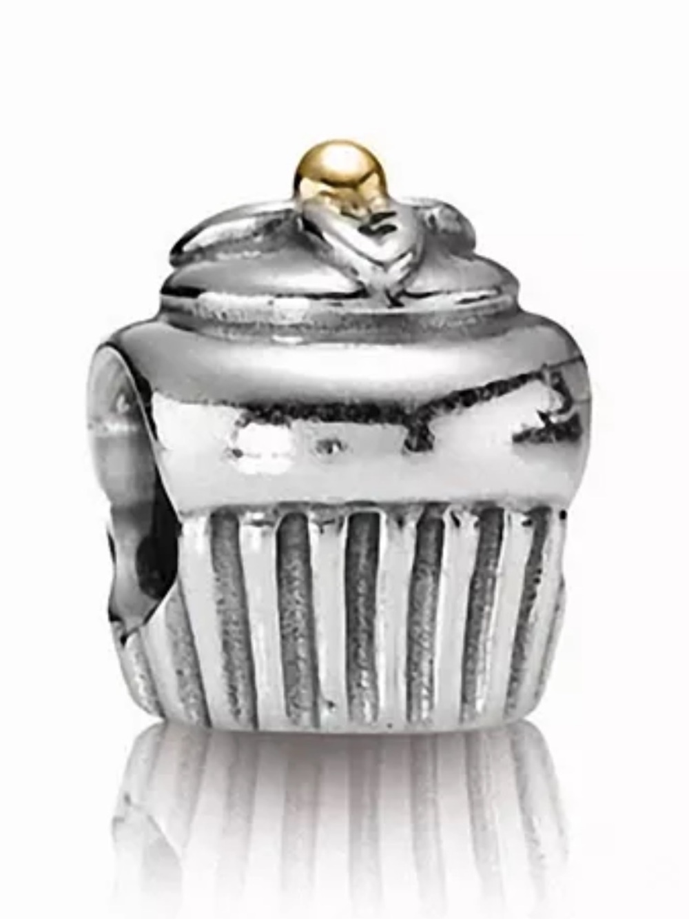 Pandora sterling silver cupcake with a 14K gold cherry
